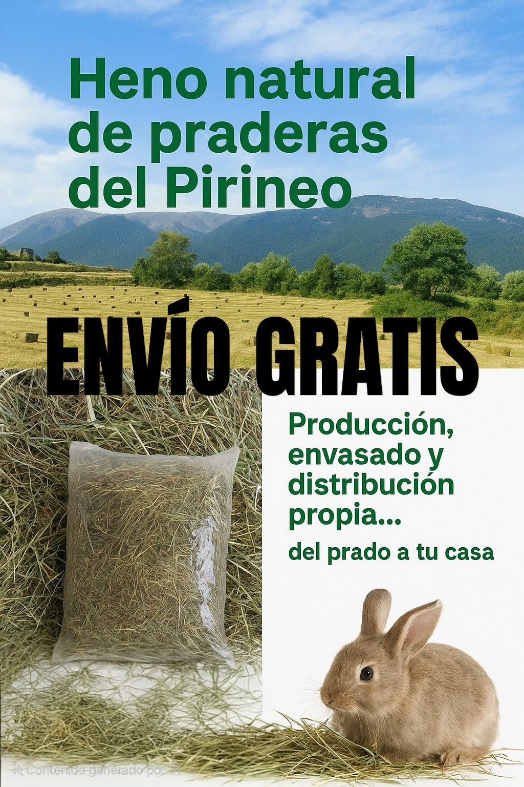 pack 2x500gr. heno de praderas del Pirineo. ENVÍO GRATIS.